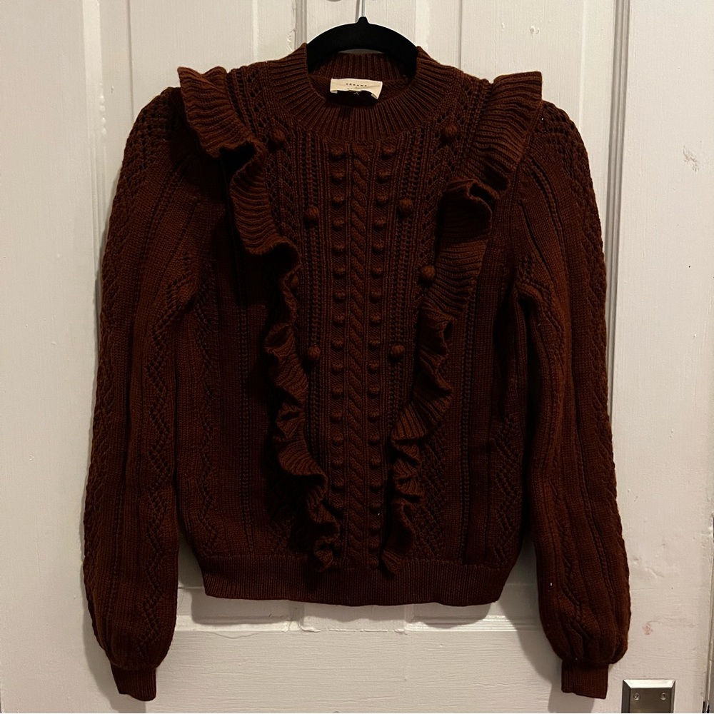 Sezane Brown Ruffled Sweater - Picture 3 of 14